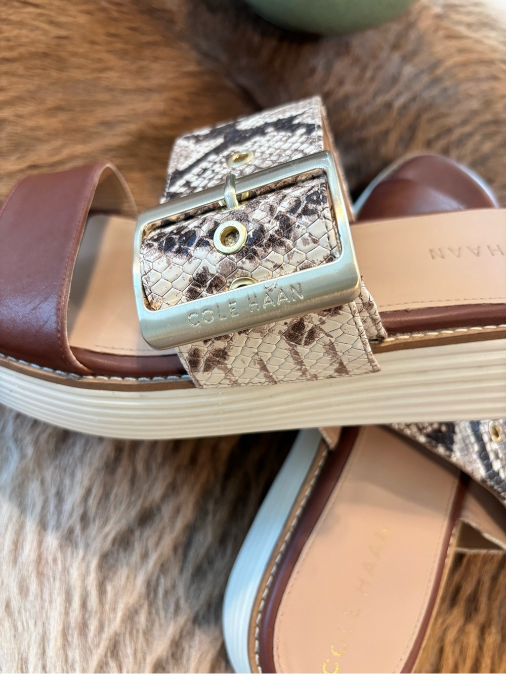 COLE HAAN Original Grand Platform Sandal Sandollar Snake Print - Picture 6 of 9